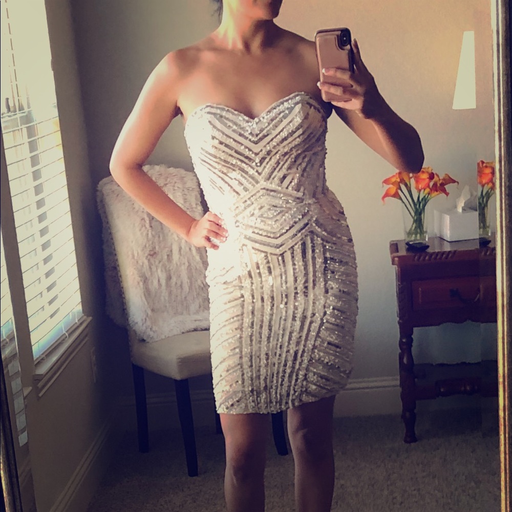 Scala White Sequin Dress size 8